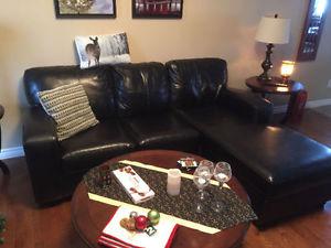 Beautiful black leather sectional for sale!