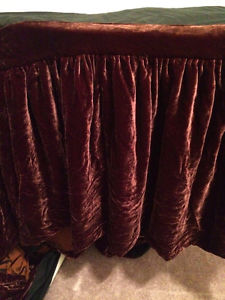 Custom silk velvet queen bedskirt