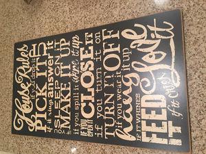 House rules wooden sign