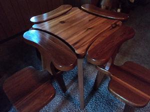 KIBITZER TABLE AND 5 CHAIRS