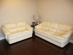 Leather sofa and love seat