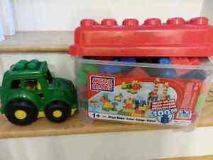 Mega bloks tractor and blocks