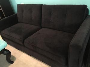 New Black Velvet Sofa