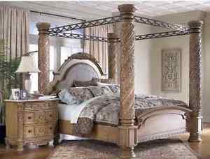 North Shore King Canopy Bed and Nightstands