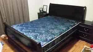 Queen size mattress, boxspring and frame