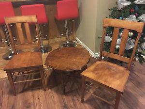 Antique style wooden chairs and table