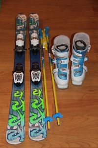kids skis, boots, poles