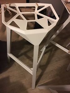 3 white metal Bar stools