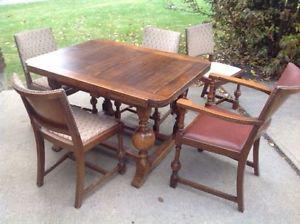 Antique Draw Leaf Table and Chairs