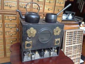 Antique European 's Kerosene Stove with cast kettle and