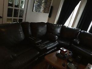 Leather couch set huge some damage