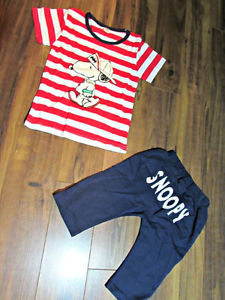(NEW) 2Pcs Outfit Snoopy T-shirt & Hooded Pants for