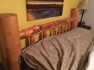 Queen log bed frame