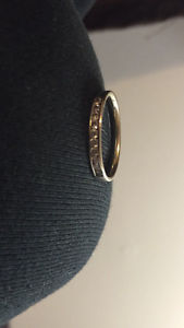 Size 8- 10K white gold engagement ring+wedding band