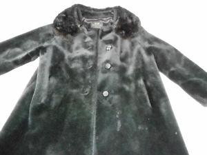 Vintage Black Faux Fur Coat Size 