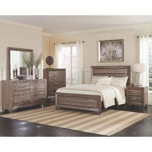 WASHED TAUPE FINISH WITH GRAYISH, BROWN TONE 5 Pc BEDROOM