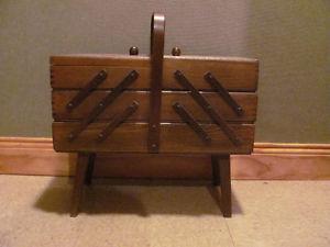 Wooden sewing basket in good condition