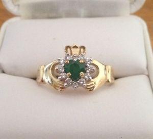 14k Emerald & Diamond Claddah Ring