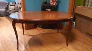 Antique wooden dining room table and 6 chairs