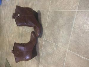 Brown wedge booties size 9