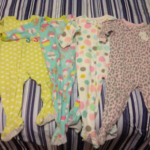 GIRLS  month Fleece Footed Carter Jammies