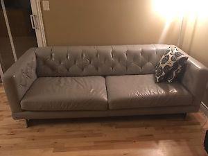 Grey leather couch