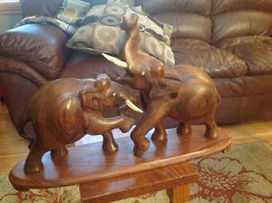 Hand carved elephants from India