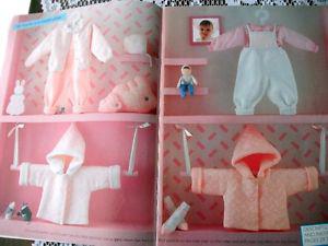 Knitting Patterns for baby layette sets 0-18 mo Pingouin