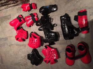 Martial Arts Headgear, foot gear and gloves