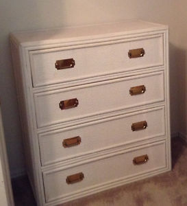 Two white wicker solid wood dressers