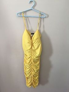 YELLOW SLINKY FORM FITTING DRESS LARGE