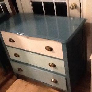 3 tone blue wood dresser