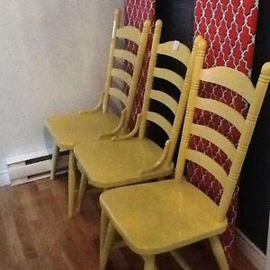 4-yellow wood chairs