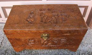Antique Asian Hand Carved All sides Camphor Chest