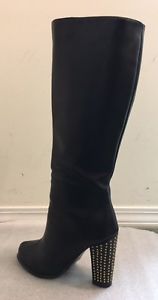 Black Faux Leather Knee High Boots Size 6.5