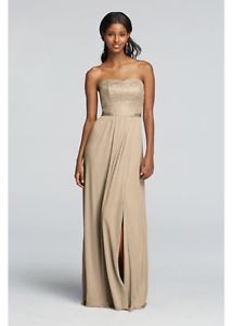 Davids Bridal Bridesmaid Dress -- F Gold Metallic Size