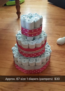 Diaper cake & full box of diapers