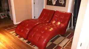Red chaise lounge chair
