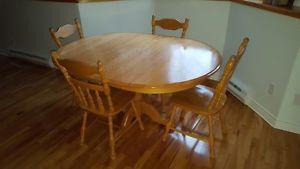 Solid Oak kitchen table and chairs