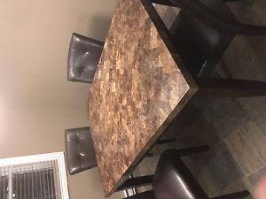 Stone topped dining room table set