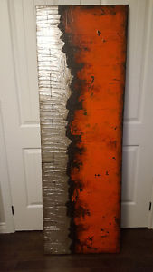 Sarah Brooke Abstract Art 2 - Orange, Silver and Brown