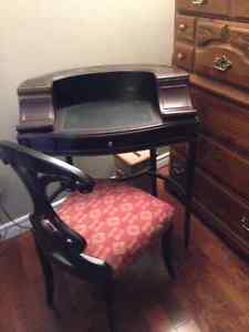 Writing table and chair.