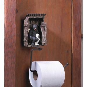 BEAR OUTHOUSE TOILET PAPER HOLDER(NEW)()(B87C)