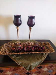 Beautiful 2-Piece Candlestick Set by HomeSense with flower