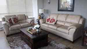 Leather sofa and love seat