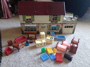 Vintage 50's MARX Tin toy house w/furniture