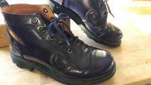 John Fluevog purple Derby swirl boots
