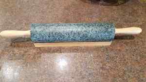 Marble rolling pin with base.