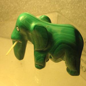 Natural Green Malachite Elephant Carving