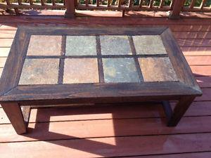 Refinished Wood Coffee Table with inlaid Tile top $200